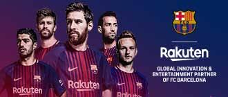 Jogadores do Barcelona patrocinado pela Rakuten 