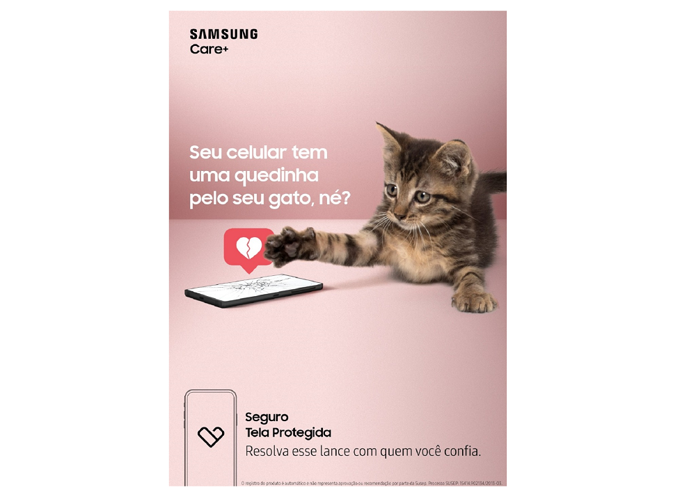Anúncio do programa Samsung Care+ para seguro de smartphones