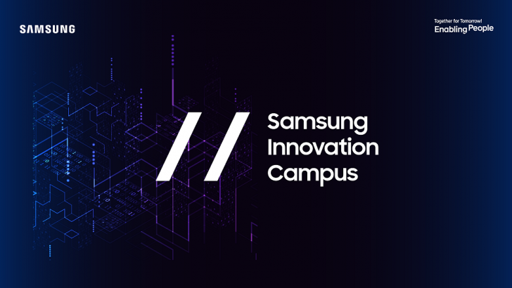 Logotipo do Samsung Innovation Campus em fundo azulado