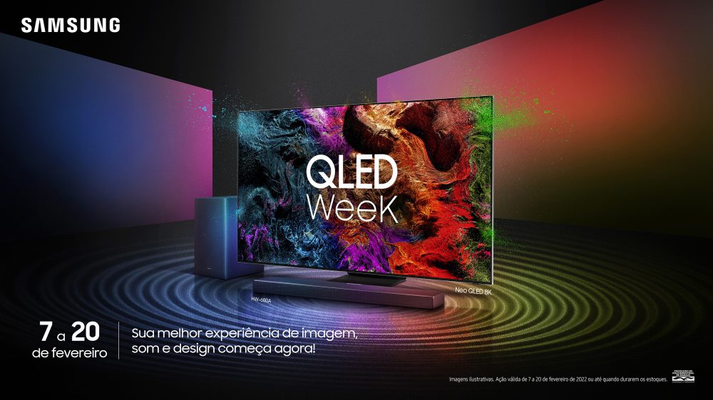 Banner do período promocional QLED Week da Samsung, com ofertas de TVs da linha QLED